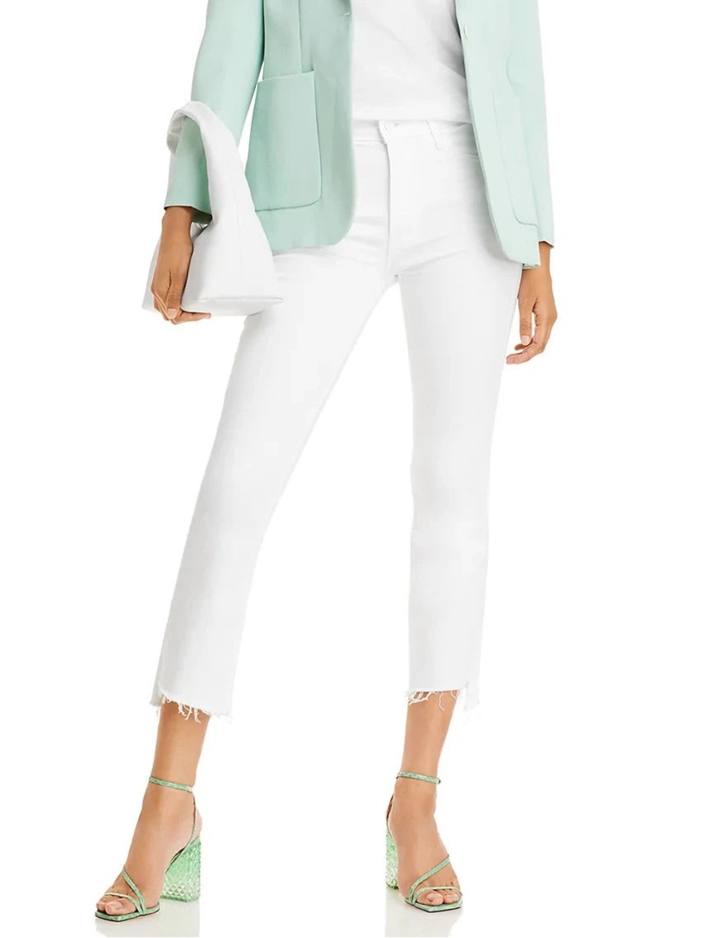 MOTHER White The Insider Crop Step Fray Jeans